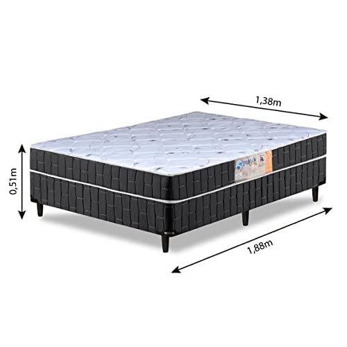 Cama Box Casal Conjugado Granada Umaflex Preto/Branco Flor