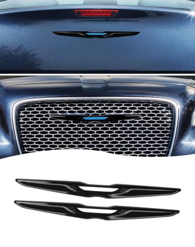 Image of Hoolcar Front Bumper Grille Emblem Cover Compatible with Chrysler 300 300C 2015+ Rear Emblem Badge Cover Trim Kit Exterior Accessories,Black