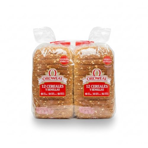 Pan de Molde de 12 Cereales y Semillas - Pack de 2 Unidades - Elaborado con 52% de Grano Completo - Rico en Fibra y Fuente de Proteínas - Oroweat - Rebanadas Tiernas y Nutritivas - NEXU