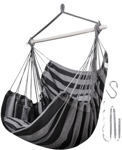 Image of Lulladle Hammock Chair Hanging Rope Swing - Hammock Chair Bedrooms - Swing Chair Indoor - Hanging Chair Outdoor - Max Weight 500 Lbs