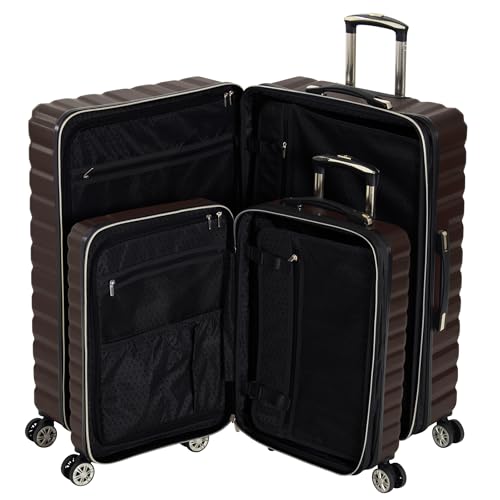 Kenneth Cole REACTION Women's Madison Square Hardside Chevron Expandable Luggage, Chocolate Brown, 2-Piece Set (20" & 28")2