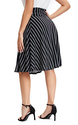 Image of Urban CoCo Women's Ruched High Waist Knee Length Jersey A-Line Stretchy Flared Casual Skirt
