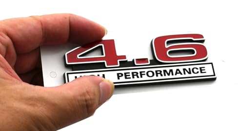 Image of 2pcs 4.6 Liter High Performance Engine Emblems Badge 3D Decals Stickers Cars Trucks (Chrome Red)
