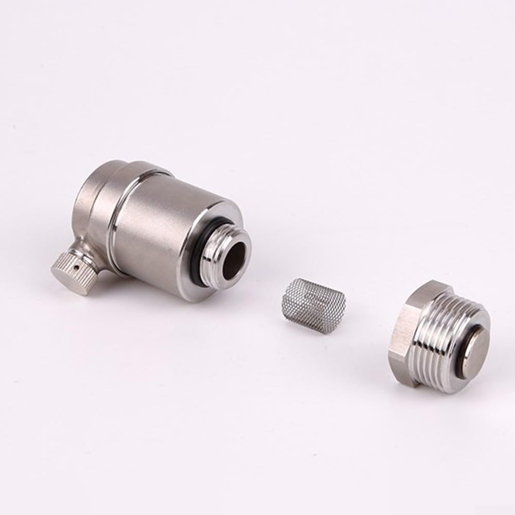 Yhenlovtt Valvola di sfiato dell'aria in acciaio inox – Sfiato idraulico automatico per la rimozione dell'aria intrappolata, filettatura DN15/DN20, compatta, 7 x 4,8 cm, durevole e a bassa