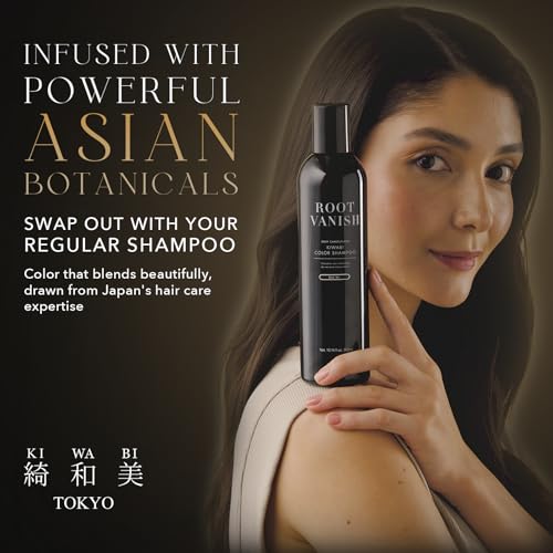 KIWABI Hair Color Shampoo for Gray Coverage – Gradual, All Natural Hair Dye Shampoo for Women & Men – Hydrating, Sulfate-Free, Ammonia-Free, Vegan Scalp Care with 31 Botanicals (Light Brown)