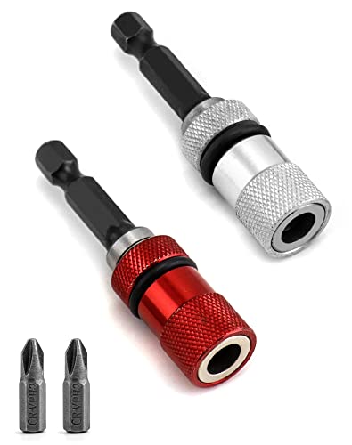 QWORK 2 Piezas Portapuntas Magnético 1/4 Pulgada con Tope de Profundidad, incluye 2 x...