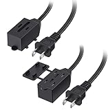 Cable Matters 2-Pack 16 AWG 2 Prong Extension Cord (3 Outlet Extension Cord) with Tamper Guard Black in 6 Feet
