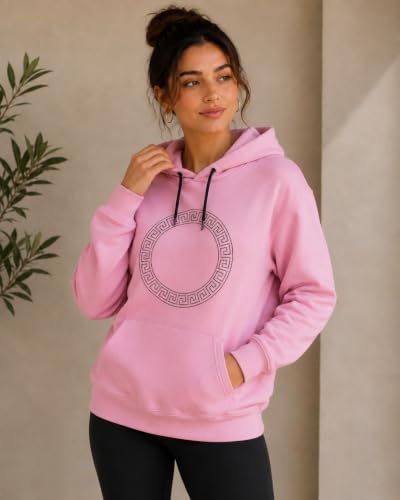 Image of Women's Luxury Rhinestone Geometric Circle Pullover Hoodies for Women