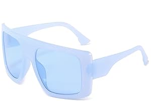 Oversized Square Women's Sunglasses Baby Blue Lens for Men