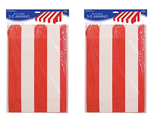 image for Beistle 3-D Red and White Awning Wall Decorations - 2-Pack Cardstock C