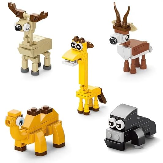 Image of Building Blocks Bricks Set, Build, Learn and Play, Construction, Educational Interactive Creative DIY Toy, Compatible with All Major Brands (10 in 1, Cute Wildlife Jungle Animals Paradise, 296 Pcs)