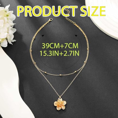 ACEDRE Gold Flower Necklace Layered Dainty Floral Pendant Necklaces Chain Accessories for Women4