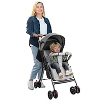 Travel Baby Stroller, Lightweight One Hand Folding Pushchair with Adjustable Backrest, Harness, Canopy and Storage Basket, Compact Infant Buggy for 0 to 2 Year Toddlers up to 10kg