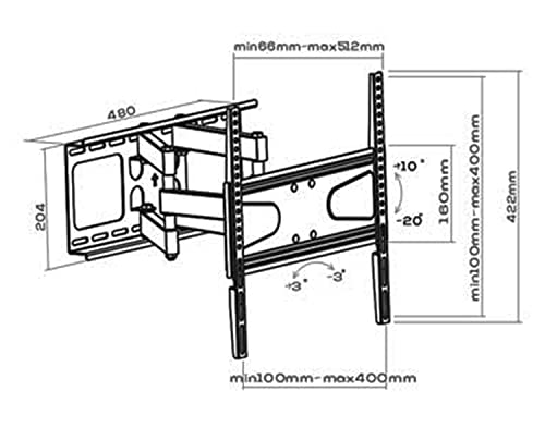 Image of MYL 6 Way Swivel Tilt TV Wall Mount for LCD /LED TV's Upto 32 inch to 65 inch inch (HIG 65 inch)