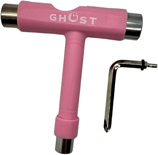 Ghost Boards All-in-One Skate Tool Pink - Multi-Function T-Handle, Allen Key & Screwdriver Pocket Skate Key for Easy Skateboard & Roller Skate Adjustments