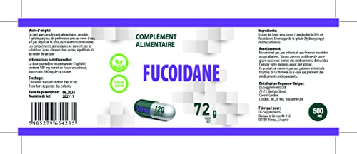 Hepatica Fucoidan Blasentang 500mg 120 Vegane Kapseln, Laborgeprüft , Hochdosiert, Nicht GVO & Glutenfrei
