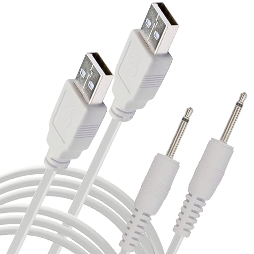 FENERGY SHOP Replacement DC Charging Cable | USB Charger Cord - 2.5mm (White) - Fast Charging - 2 Pack