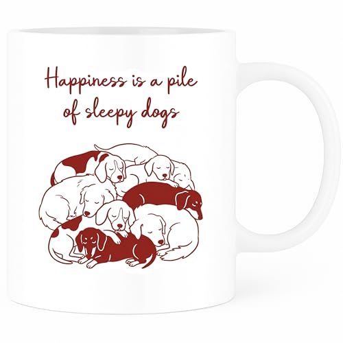 Sleepy Dog Pile Coffee Mug - Dog Lover Ceramic Mug