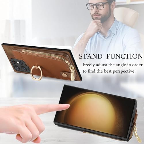 Étui en cuir de protection intégrale pour Samsung Galaxy S22 Plus portefeuille bleu