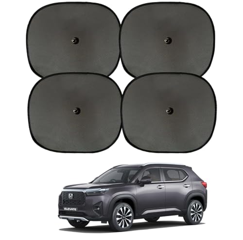 Image of Car Universal Side Window Black Sunshade Compatible for Honda Elevate, Heat /UV Rays Protection Curtain Universal Set of 4pcs