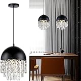 Espace applicable : ce lustre moderne peut être largement utilisé dans n'importe quel espace, peut également être installé sur des plafonds plats et inclinés. Luminaires suspendus carrés noirs en cristal parfaits pour la salle à manger, la cuisine, l'îlot, le couloir, l'entrée, le balcon, la chambre, le salon. salle de bain, couloir