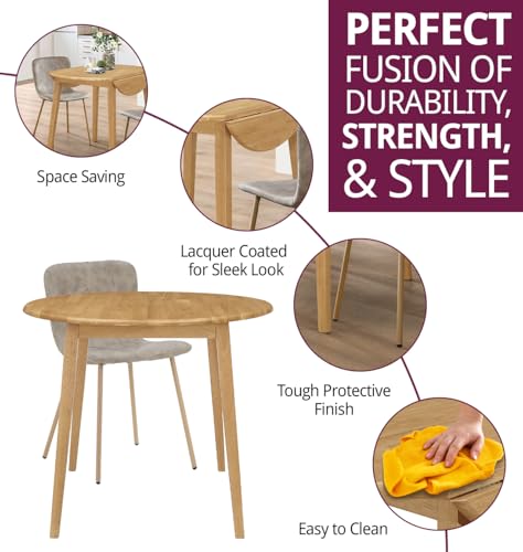 Mesa plegable de madera para pisos pequeños con sillas gris pardo 4