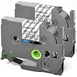 Replacement for Brother Label Maker Tape Clear TZ 12mm 0.47 Inch Ptouch Label Tape Black on Clear TZe-131 TZe131 P Touch Refills for PT-H103w 2040 PTD210 PTH100 PTD220, 1/2 Inch 26.2 Ft, 2 Pack