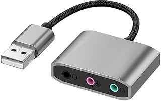 Yisawroy Convenient USB To 3.5mm Adapter Improve Your Gaming Experience With This External Sound Card Better Sound Quality External Stereo Sound Card