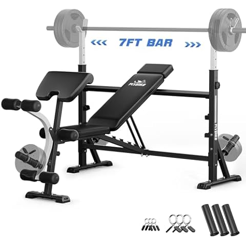 FLYBIRD Olympic Weight Bench, Adjustable Bench Press with Squat Rack, Leg Developer, Preacher Curl Pad for Home Gym, Full-Body Strength Training Equipment Cover
