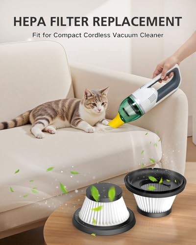 Image of 12 Pack Vacuum Filter Replacement Compatible with Compact Cordless Vacuum Cleaner as Seen on TV, Washable and Reusable Vac Replacement Parts