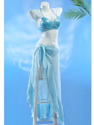 haikyuu Women Mermaid Bikini Set with Wrap Skirt Cosplay Two Piece Bathing Suit Fairy Style Party2