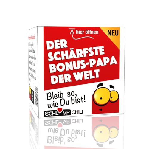 Schlump-Chili Der schärfste Bonus-Papa der Welt - Ein witziges Geschenk Set für den Stiefvater, Schwiegervater oder Adoptivvater