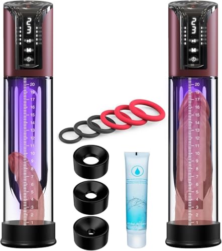 Electric Penis Pump Male Sex Toys Vacuum Pump with 4 Suction Intensities Automatic Penis Extender and 6 Rings, Adult Toys for Men Dick Enlarger Erection (Black)