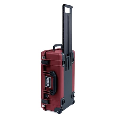Oxblood Pelican 1535 Air case, with Black Handles & latches. Comes Empty & with Wheels.