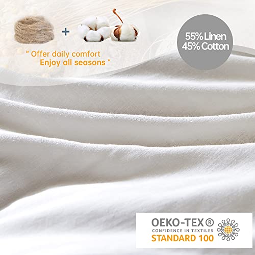 Housse de couette coton et lin Simple & Opulence 3 pièces finitions luxe