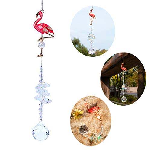 Crystalsuncatcher Glass Crystal Ball Prism Rainbow Maker Flamingo Hanging Window Sun Catcher for Gift (Style-2)