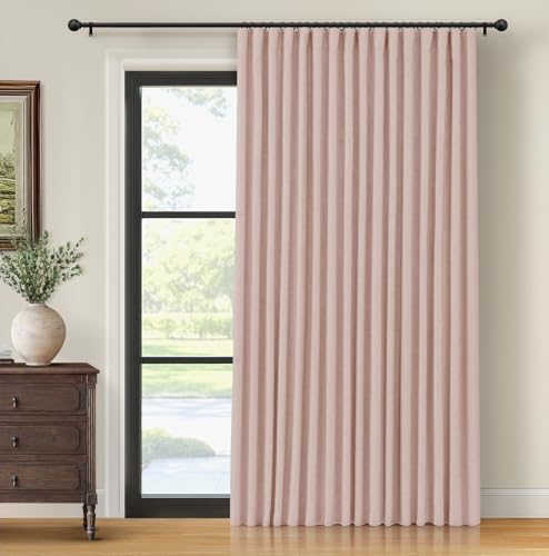 INOVADAY 100% Blackout Sliding Door Curtains, 1 Panel, W100xL96, BlushPink