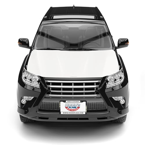 Image of [Hood's Flags] Solid White Car Hood Cover 63 inchx47 inch (160x120cm) - Universal Fit for Cars, SUVs, or Pickup Trucks - Stretch Polyester Spandex - Weather-Resistant with Secure Fasteners