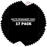 XSEINO Black Permanent Vinyl,17 Pack Black Adhesive Vinyl for Cricut - 14 Black Vinyl 12"x10" & 3 Tr