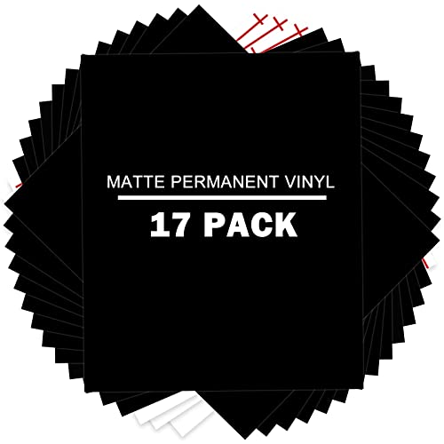 Xseino Black Permanent Vinyl,17 Pack Black Adhesive Vinyl For Cricut - 14 Black Vinyl 12"X10" & 3 Transfer Tape For Party Decoration,Cup,Craft Cutter,Car Decal(Matte) #TOP20