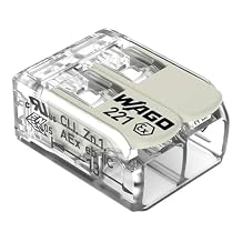 221-682 | WAGO 221 Series Lever-Nuts for Hazardous Locations | 2-Conductor Splicing Connector | 20 10 AWG | Transparent housing, White Operating levers | [Box of 50 Pieces]