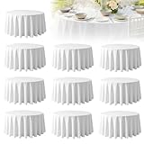 Lot de 10 nappes rondes, blanches, 213 cm, imperméables, pour anniversaire, banquet, maria...