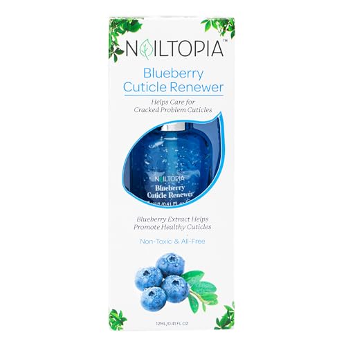 Nailtopia Blueberry Cuticle Renewer - Strengthening Moisturizing Treatment for Dry, Damaged Skin and Nails - Infused with Essential Antioxidants and Vitamins - All Natural, Vegan Formula - 0.41 oz