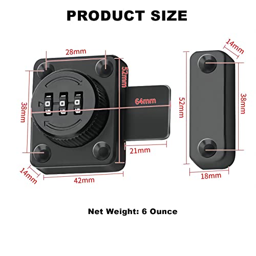 Keyless Cabinet Combination Latch, Zinc Aloy Mechanical Password Lock, Mechanical Combination Room Door Lock, Office File Cabinet Door Lock (Black) #TOP5