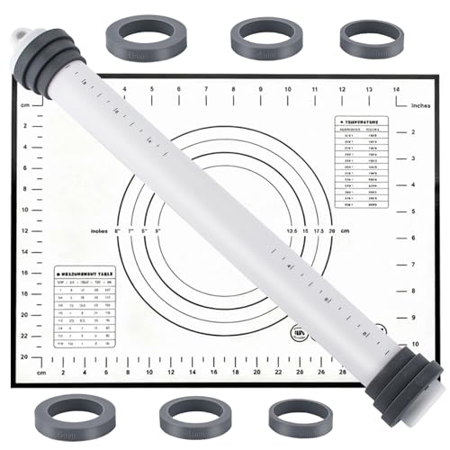 Rodillo de Amasar,Uslero de Silicona de Superficie Antiadherente para Hornear Corteza de Tarta, Galleta, Repostería, Fondant,Pizza （Gris）