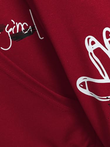 WDIRARA Men's Cartoon Letter Graphic Drawstring Hoodie Long Sleeve Pocket Sweatshirts3