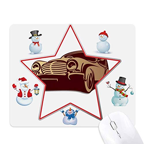 Tapis de souris bonhomme de neige silhouette rouge profond étoile classique