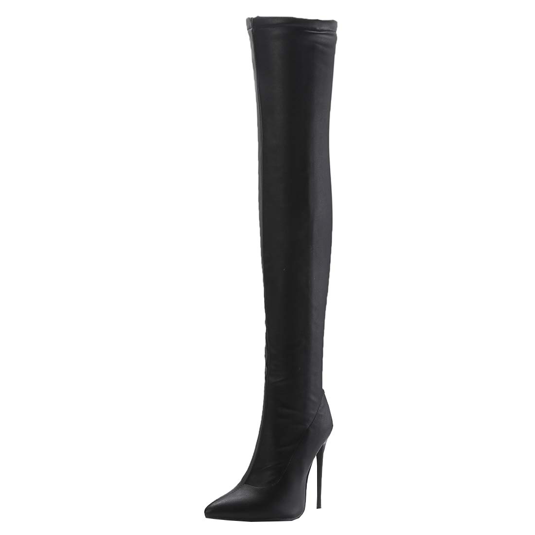Etebella Damen Stretch Overknee Stiefel Stiletto High Heels Spitz Thigh Boots Elegante Zipper Schuhe