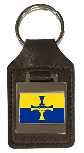 Porte-clés en cuir gravé drapeau Durham - Accessoire chic