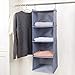 DonYeco Hanging Closet Organizer, Easy Mount Foldable 4-Shelf Hanging Closet Wardrobe Storage Shelves, Clothes Handbag Shoes Accessories Storage, Washable Oxford Cloth Fabric, Gray